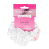 Brushworks Satin Scrunchies - Pink & White
