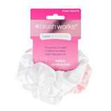 Brushworks Satin Scrunchies - Pink & White