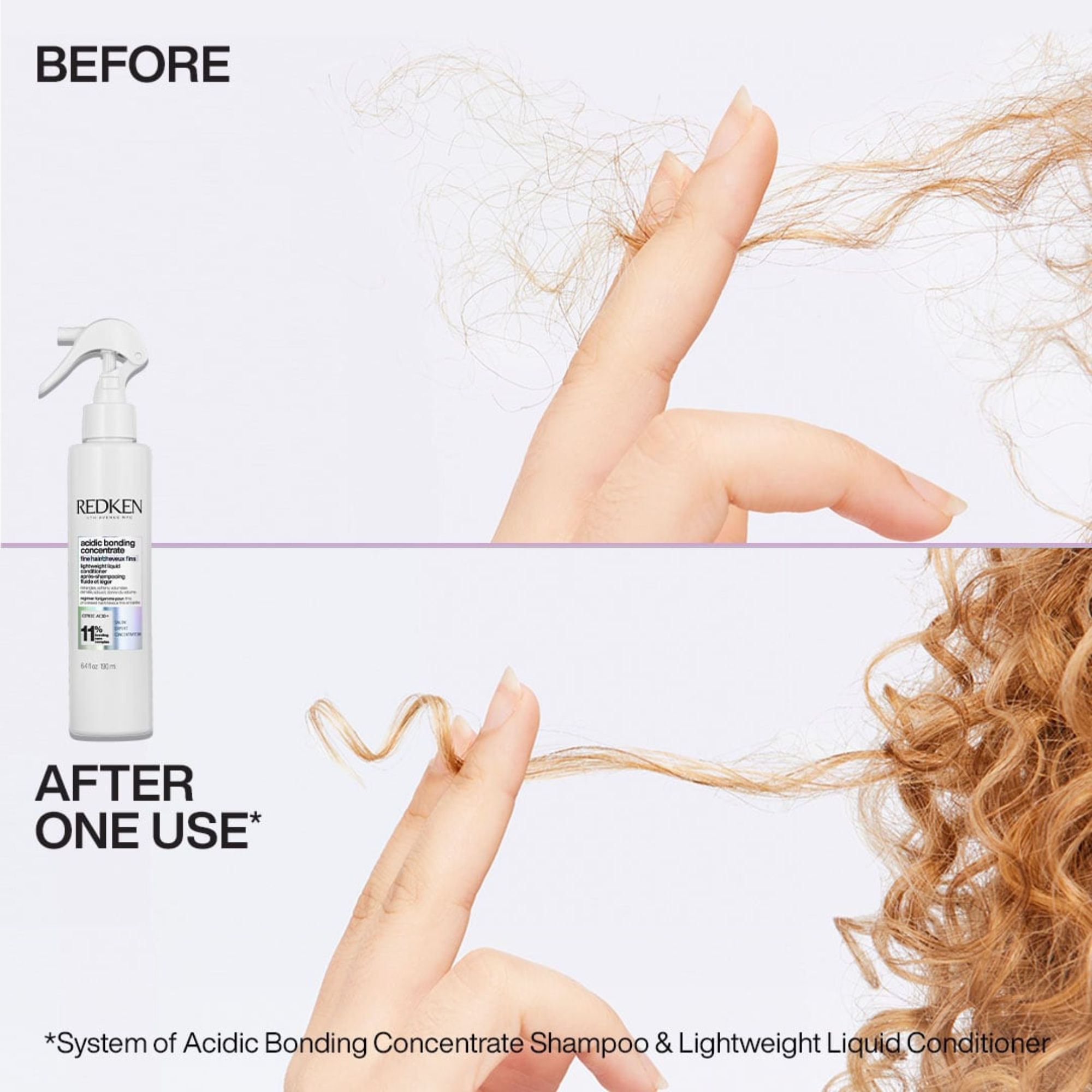 HWS BEAUTY Redken Acidic Bonding Concentrate Lightweight Liquid Conditioner 190ml BEFORE AND AFTER