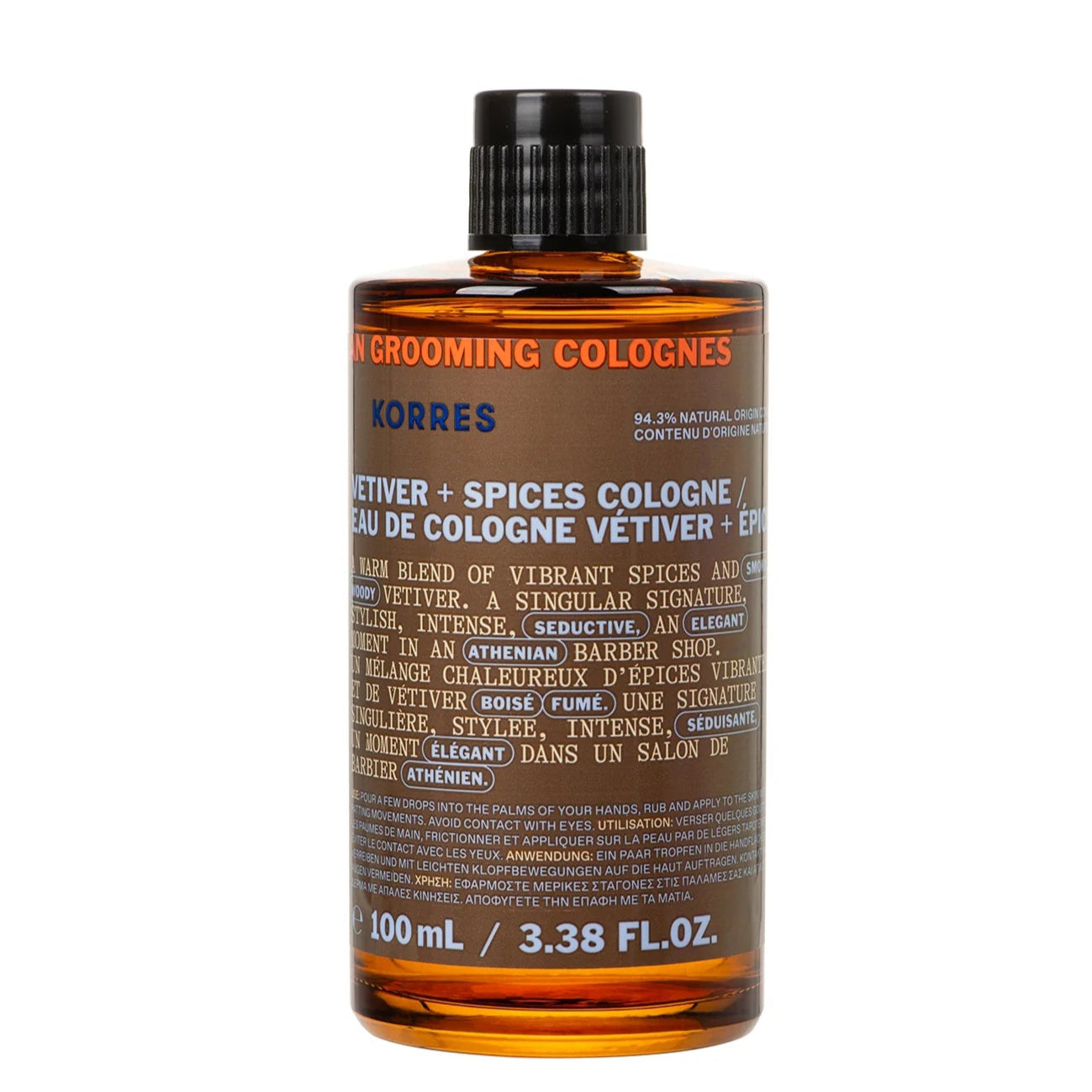 Korres Athenian Grooming Vetiver + Spices Eau De Cologne 100ml