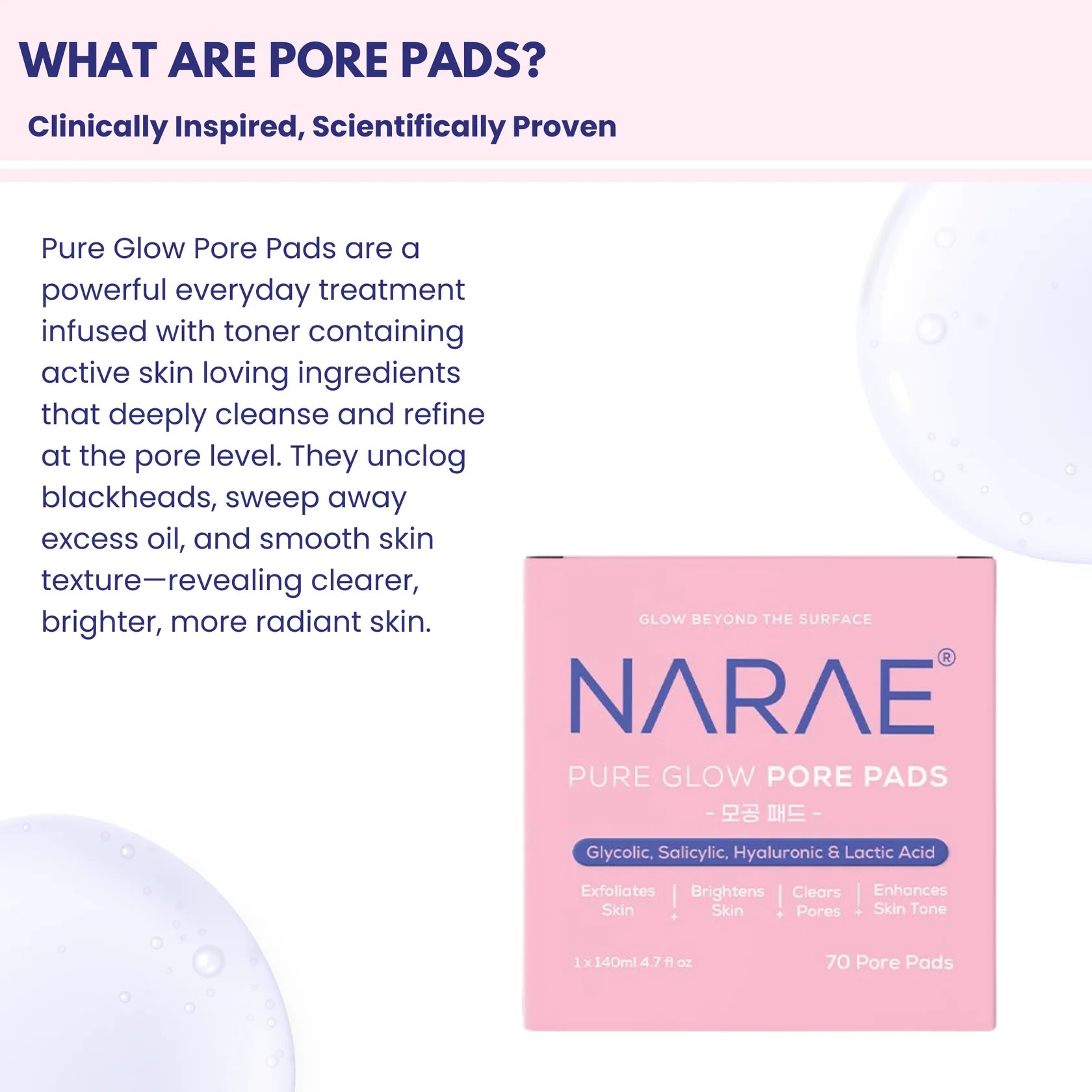NARAE Pure Glow Pore Pad (70 Pore Pads) DESCRIPTION