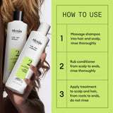 Nioxin 3-Part System 2 Kit for Natural Hair with Progressed Thinning how to