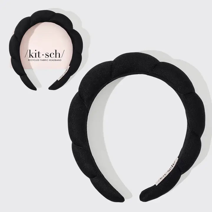 Kitsch Recycled Fabric Puffy Headband 1pc- Black