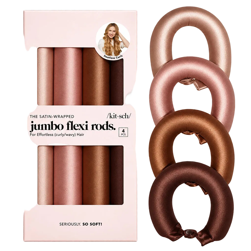 Kitsch Satin Jumbo Flexi Rods 4pc Set- Rosewood