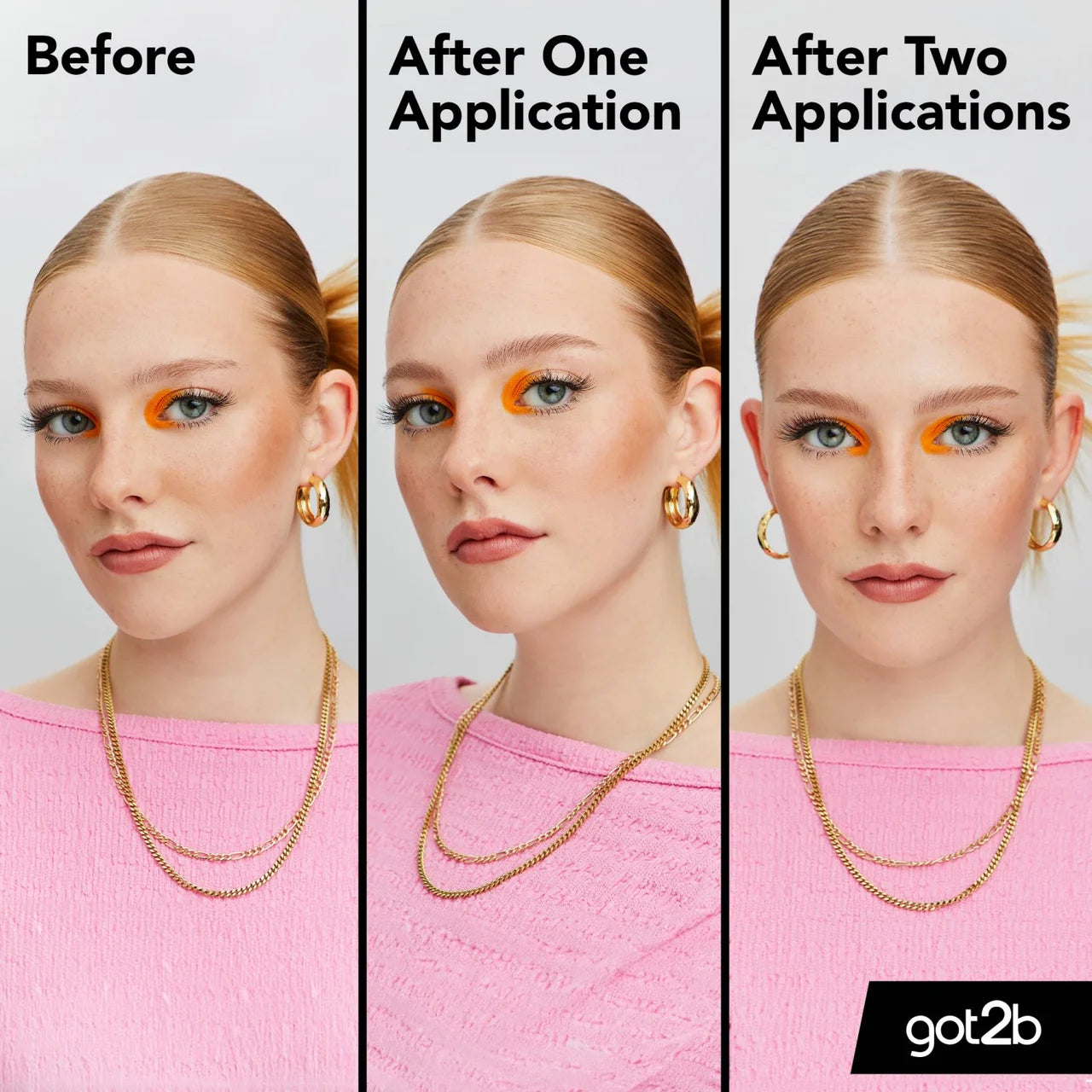 Schwarzkopf GOT2B Glued 4 Brows & Edges Tinted Dark Blonde to Brown before and after