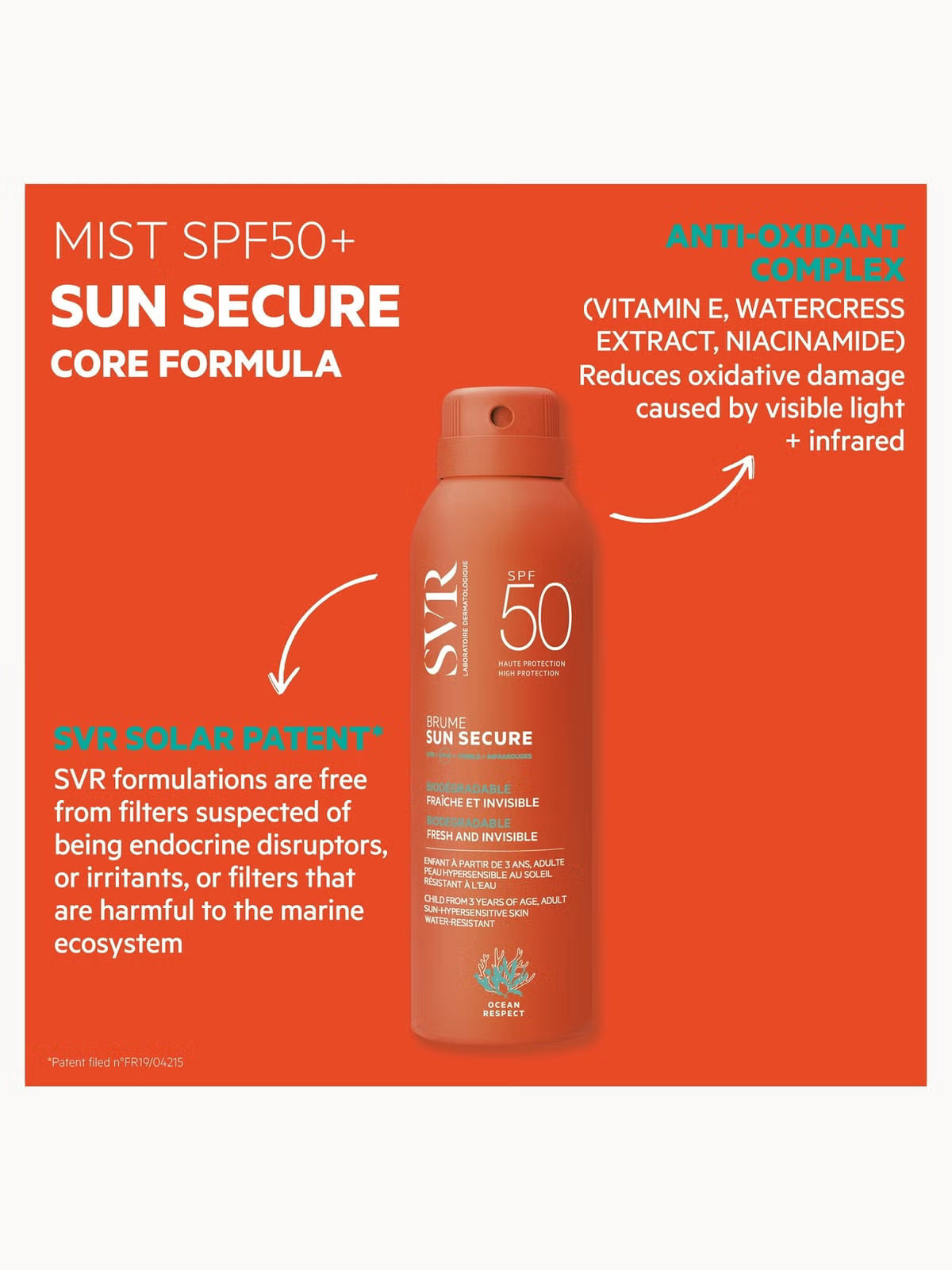 SVR SPF50 Brume Sun Secure Invisible 200ml