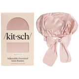 Kitsch Adjustable Oversized Satin Bonnet- Blush