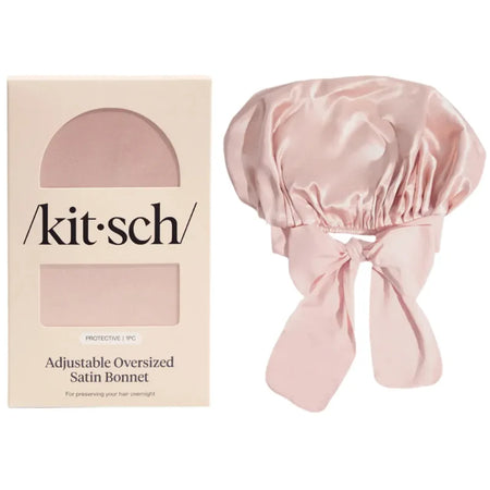 Kitsch Adjustable Oversized Satin Bonnet- Blush
