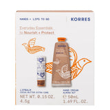 Korres Everyday Essentials Set Hand and Lips To Go Almond Nut + Cocoa Butter