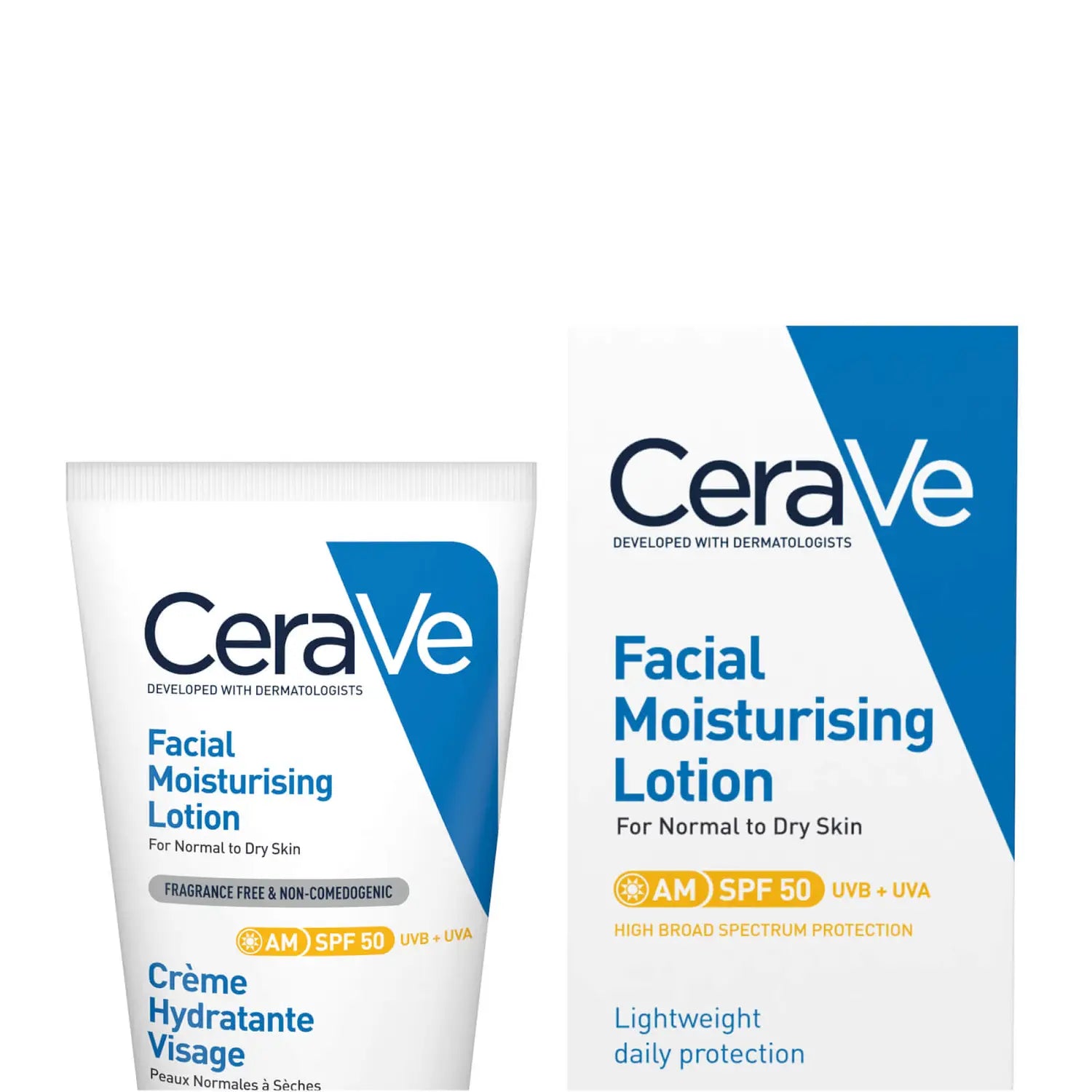 CeraVe crème hydratante visage SPF50 peaux normales à sèches